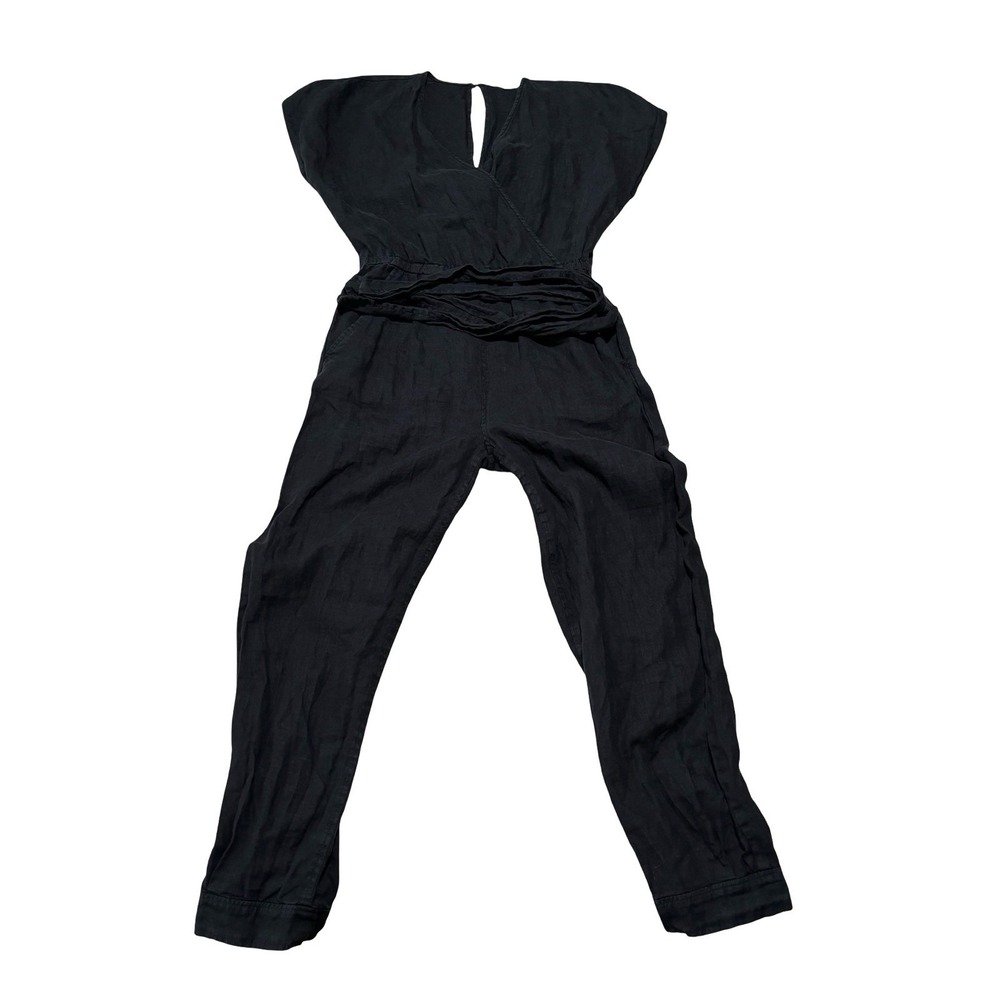 JOIE Linen Jumpsuit Gray + Waist Tie‎ Women's Size XS 19 Pit 26 Inseam
